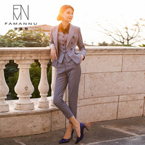 Famanu high-end professional womens clothing set new fashion thin OL temperament suit pants vest womens three-piece set