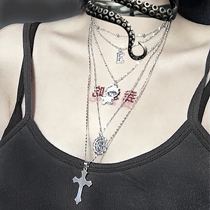 Cold evening breeze retro five-layer cross small fafa necklace