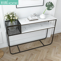 Nordic marble entrance table Light luxury new Chinese entrance table Wall narrow table Modern simple Wrought iron bar table