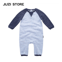 JUZI STORE Dress Large Hair Ring Bicolor Splicing Decoration Long Sleeve Baby One-piece Suit Neutral 1733505