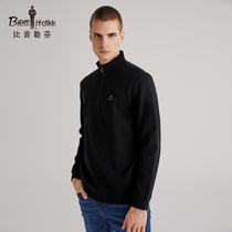 Biyin Lefen Mens Cardigan Stand Collar Pullover Top Casual Fashion Elastic and Comfortable