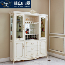 European wine cabinet four-door wine cabinet living room wall cabinet storage cupboard sideboard display cabinet decoration cabinet all solid wood