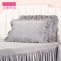 Coincidentally Living Pillowcase Pair of Coral Suede Milk Suede Winter Suede Fleece Pillow Headgear 48cmx74cm