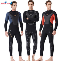 Dev 3mm diving suit men's wet one-piece warm floating suit long sleeve cold surfing winter swimsuit 19495