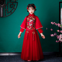Girls Chinese style super fairy costume Chinese New Year Hanfu skirt children antique high-end long sleeve Tang suit winter