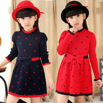 Girls spring and autumn dresses 2021 new childrens Western style skirt little girl clothes knitted princess dress 12 years old