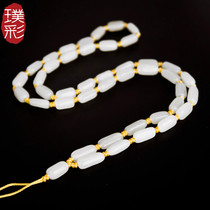 Pu Cai Hetian jade rough stone necklace lanyard Jade jade pendant Jade pendant Jade lanyard with rope hand-woven