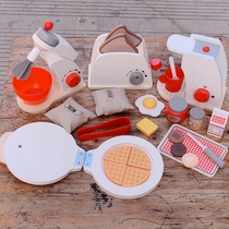 German childrens simulation bread stirring coffee machine Kitchen toy set Wooden boys and girls Christmas gifts for home