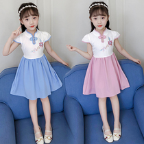 Girl dress summer dress 2021 new children Super foreign air Chinese style cheongsam skirt