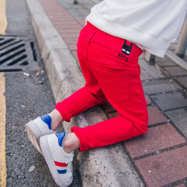 Spring and Autumn childrens clothing Childrens casual pants Boys pencil pants Korean fashion perforated trousers