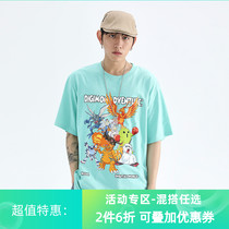 PCMY digital baby chest front printed T-Shirts pure cotton short sleeve hip hop loose fashion round collar lover