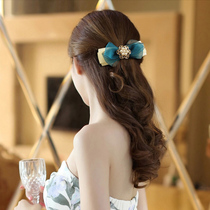 Korean hair accessories Hair clip Adult headdress female hair hair bow Silk yarn ponytail clip word clip Spring clip top clip
