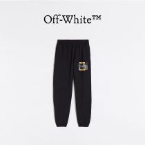 OFF-WHITE mens black diagonal striped Caravaggio oil painting printed straight barrel sports pants