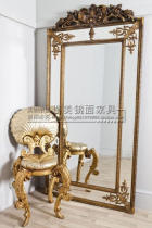 European-style carved full-length mirror ground against the wall wearing mirror American Wall fitting mirror cloakroom large mirror can be customized