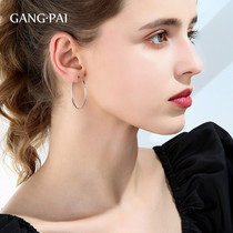 Advanced feel cold wind round ring silver earrings big earrings female French Net red 2021 New temperament ear jewelry