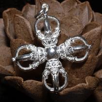 Sterling Silver Cross Vajra pendant large tantric instruments Vajra Pestle rosary accessories pendant pendant