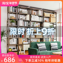 Solid wood bookshelf floor-to-ceiling full-wall bookcase top-of-the-line living room multi-layer shelf study simple telescopic display rack