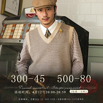 SOARIN original design sweater vest men Inlan retro small plaid casual loose V collar knit cardiacare shoulder