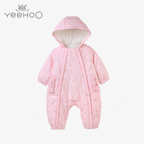 Yings baby jumpsuit female treasure cotton hooded autumn and winter warm Ha clothes Climbing 173147