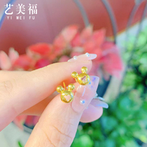 999 Pure Gold Zodiac Rat Gold Earrings Glossy Mouse Love Earrings 5G Gold Earrings Birthday Gift for Girlfriend