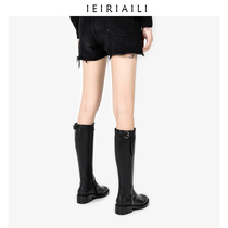 High-barrel knight boots womens straight 2021 autumn and winter new velvet cotton boots side zipper boots women flat but knee