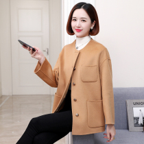 zqqz double-sided woolen coat womens short round neck 2021 autumn and winter New Fashion wool woolen coat 008