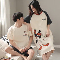 2 Sets Price Summer New Pure Cotton Lovers Pyjamas Woman Korean version cute sleeping dress Men can wear short sleeves Home Residence Suits