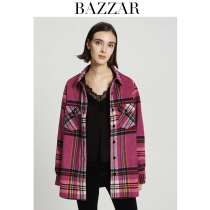 South Korea thickened loose wear wild wool coat Red plaid shirt womens long design sense niche