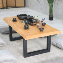 Living room solid wood coffee table small apartment modern simple iron creative multifunctional rectangular sofa combination small tea table