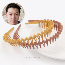 Non-slip hair hoop women wash face broken hair Joker go out pressure hair head hoop simple with teeth mask hairclip Net red hair card