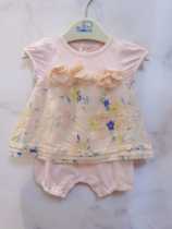 Li baby room childrens clothing cut label baby knitted jumpsuit female treasure flower cotton jumpsuit romper romper summer dress