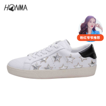 (Recommended by the anchor) HONMA new womens casual shoes star decoration leather face comfortable non-slip breathable