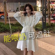 Suckling clothes out of hot mother style Spring and autumn Fashion postpartum dress with clothes Autumn Clothing Loose to Wear A Blouse Outside