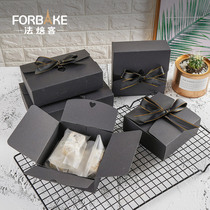 French bakery West Point packaging box Mid-Autumn egg yolk cake gift box rectangular square black card packaging box