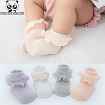 Newborn socks 0-6 months spring and autumn baby boneless socks female baby Princess lace socks autumn non-Cotton