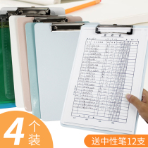 (4pcs)Bessie board clip A4 document board clip Writing pad board clip Menu clip Plastic transparent office signature board Vertical pad writing note board clip Writing measuring room clip