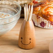 Smiley series Cute wood toothpick jar Toothpick tube Korean quality gift tableware Home decoration new products