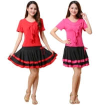 Square dance suit Latin dance Autumn and winter fungus lace color dance dance skirt dance dress Adult female