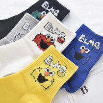 Medium tube socks ins female Japanese cartoon cute Korean academic style ulzzang funny four seasons tide socks sesame street
