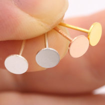 S925 silver stud earrings accessories diy handmade flat pearl earrings empty support accessories disc flat flat earrings