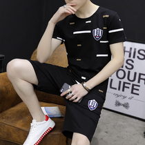 Fugui bird 2021 new suit short sleeve mens trend Korean version two sets handsome and casual set of clothes mens clothing