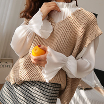 Autumn New Chiffon Shirt Top Women Long Sleeve Perspective Half High Neck Pleated Bell Sleeve Loose Sweater base shirt Tide