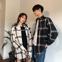 Different couples wear autumn long sleeve shirt plaid shirt spring and autumn female Korean student temperament Joker shirt