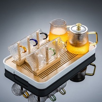 Glass kung fu tea set home living room tea tray small set of tea maker teapot office meeting tea cup hammer