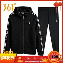 361 Degree Mens 2019 Autumn New Leisure Sports Set 361 Fashion Hoodie Running Mens Set Tide