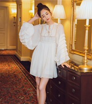 Cherry pinko 18 Autumn Winter New Guli Naza same female lantern sleeve chiffon ruffle dress