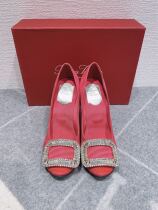 roger vivier spring round head rose red 8 5 cm stiletto shoes domestic spot