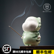 Moshou creative Chinese hand-painted ceramic thread incense incense incense holder incense burner tea pet creative ornaments to send gifts