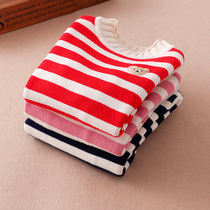 Girls sweater 2021 autumn and winter new spring and autumn Korean version of the baby pullover knitted base shirt striped Foreign style childrens clothing