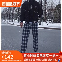 (NECY official)Spring and autumn straight national tide plaid pants women retro hip-hop loose tide brand ins super fire pants